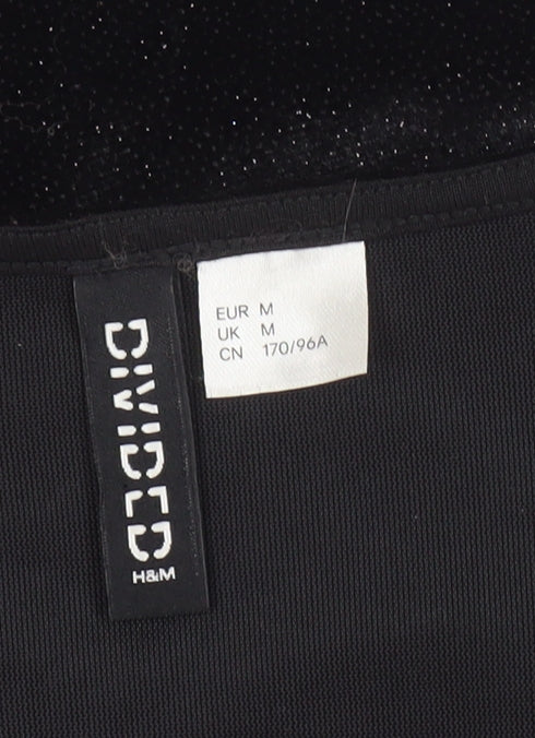 H&M Women Black Velvet Bodycon Dress M