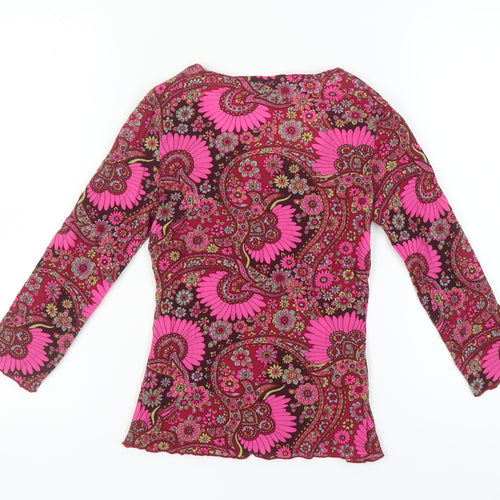 Pilot Women's Pink Floral Long Sleeve Top Size 10