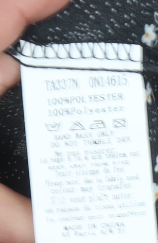 AX Paris Women's Black Floral Wrap Blouse, Size 14