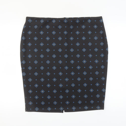 Marks and Spencer Women's Black Geometric Pencil Skirt - Size 20