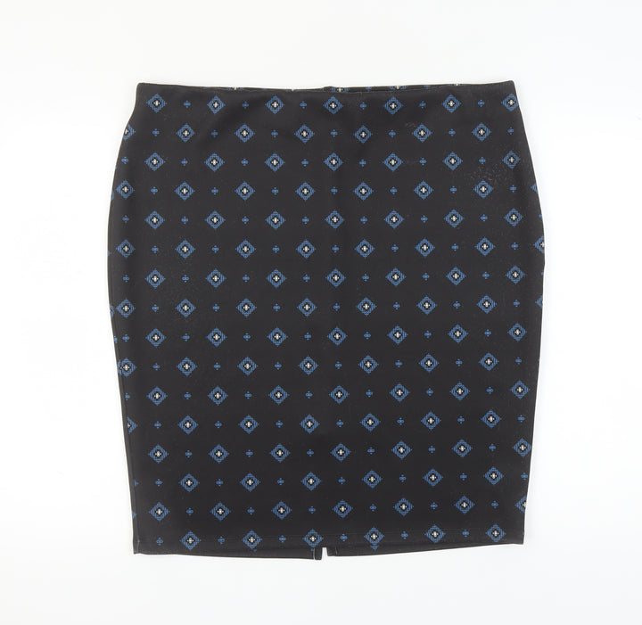 Marks and Spencer Women's Black Geometric Pencil Skirt - Size 20