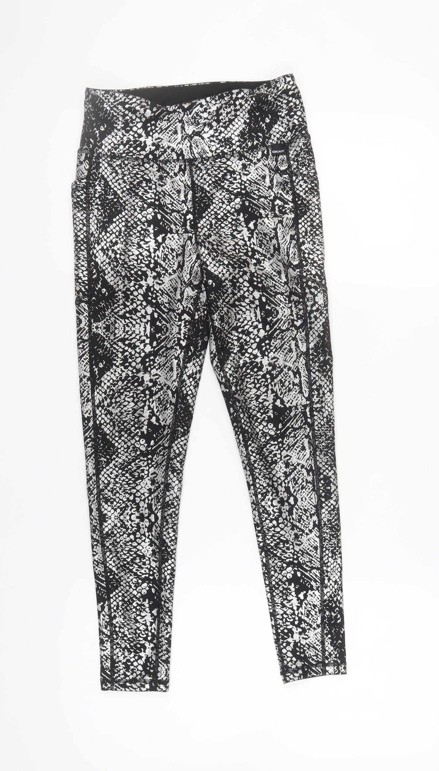 DKNY Women's Black Animal Print Leggings - Gym & Training, S