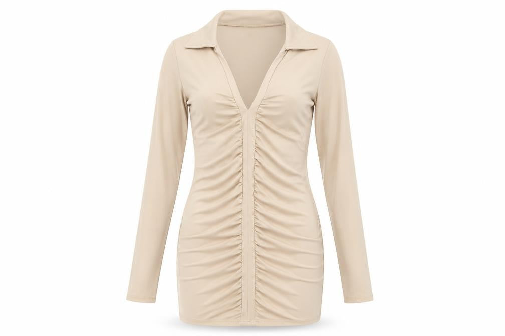 Front view of Oh Polly Beige Bodycon Party Dress, size 10