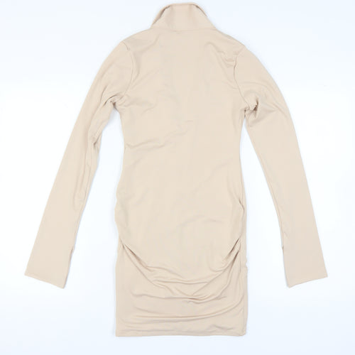 Oh Polly Beige Bodycon Party Dress, Size 10