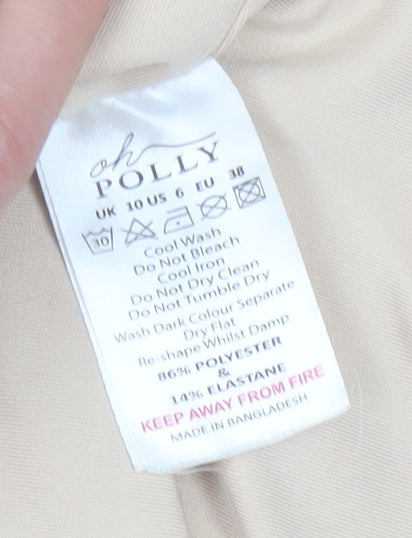 Oh Polly Beige Bodycon Party Dress, Size 10