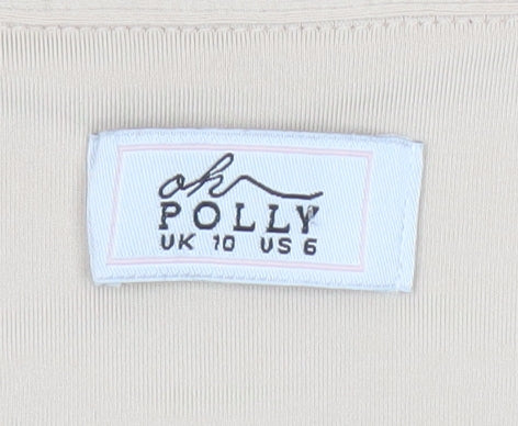 Oh Polly Beige Bodycon Party Dress, Size 10