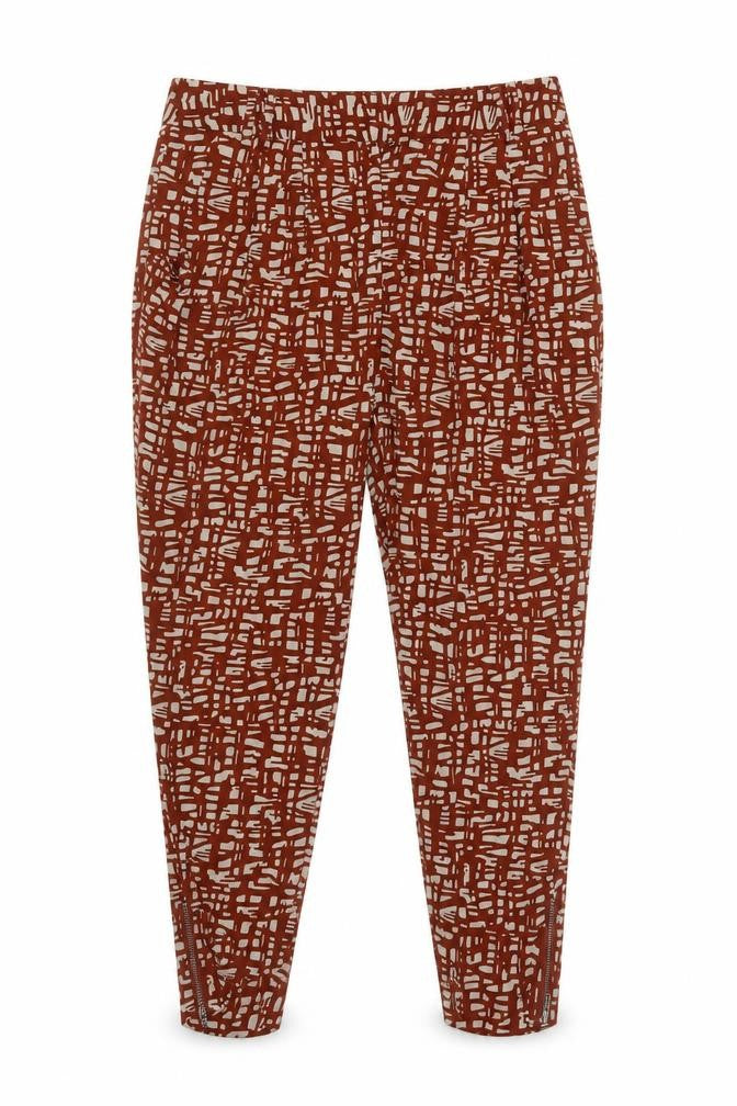 Front view of Next Women's Brown Geometric Trousers, size 10