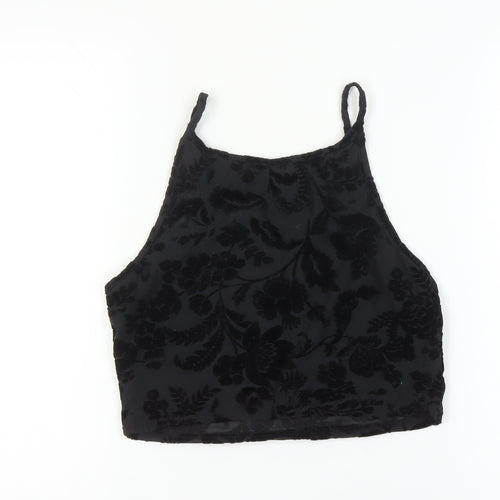 Pins and Needles Black Velvet Floral Camisole Tank Top - Women L