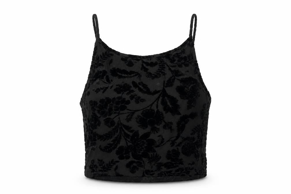 Pins and Needles Black Velvet Floral Camisole Tank Top - Women L