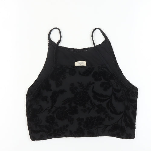 Pins and Needles Black Velvet Floral Camisole Tank Top - Women L