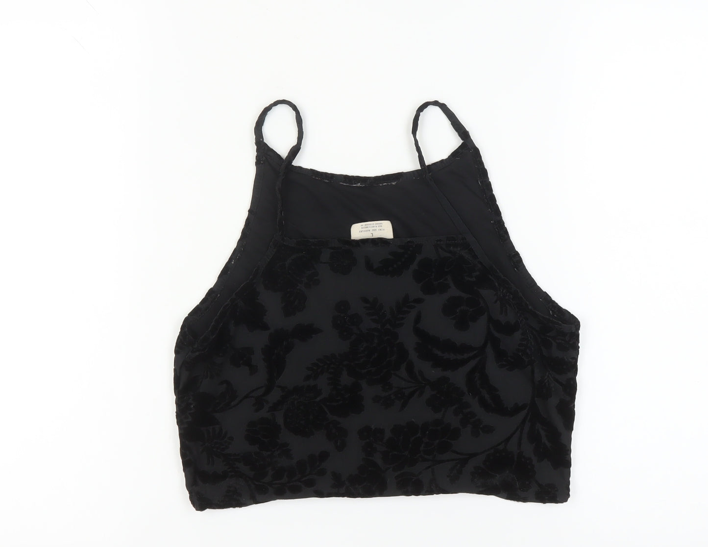 Pins and Needles Black Velvet Floral Camisole Tank Top - Women L