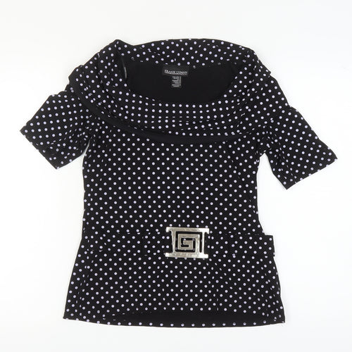 Frank Lyman Women's Polka Dot Blouse, Black, Size 12