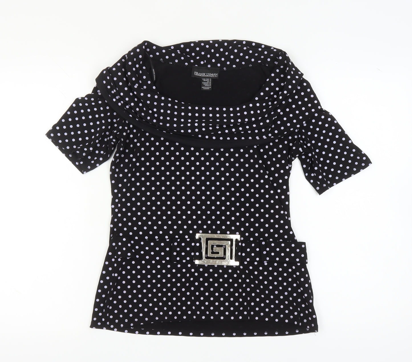Frank Lyman Women's Polka Dot Blouse, Black, Size 12