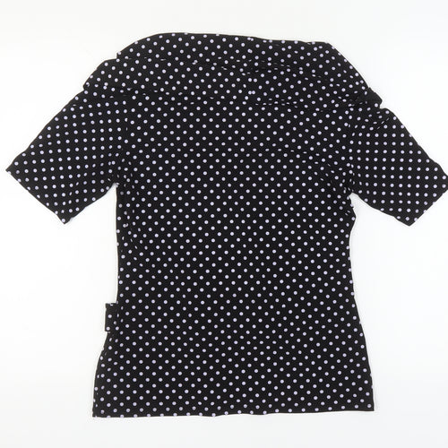Frank Lyman Women's Polka Dot Blouse, Black, Size 12