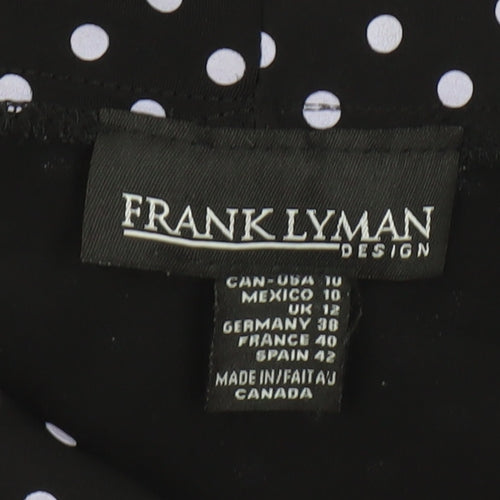 Frank Lyman Women's Polka Dot Blouse, Black, Size 12