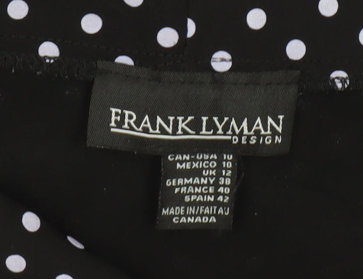 Frank Lyman Women's Polka Dot Blouse, Black, Size 12