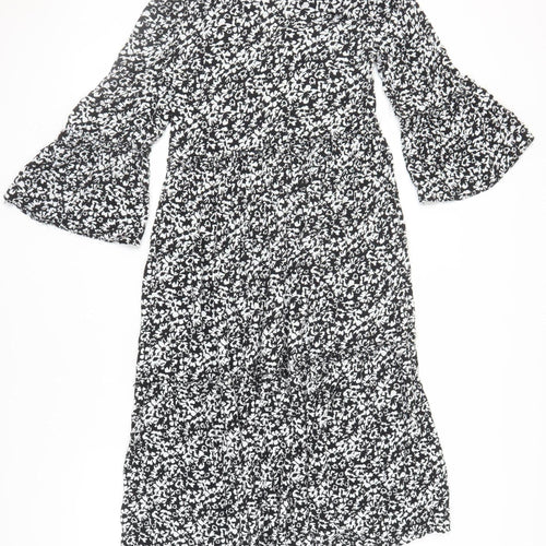 ZARA Women's Black Floral Midi Dress XS