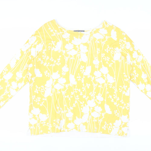 Laura Ashley Women's Yellow Floral Pullover Jumper Size 12