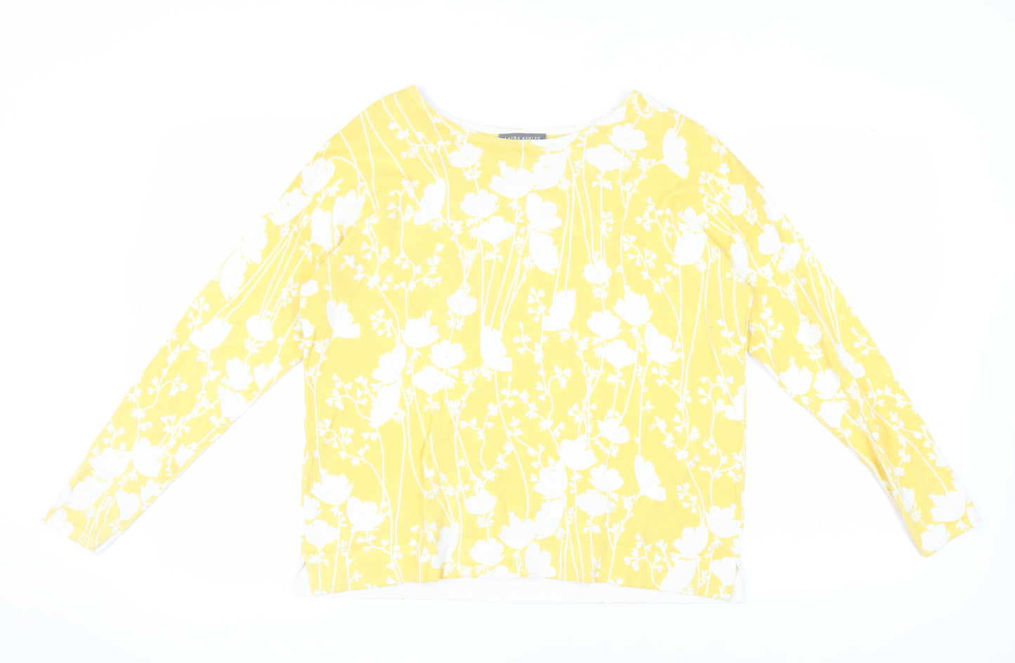 Laura Ashley Women's Yellow Floral Pullover Jumper Size 12