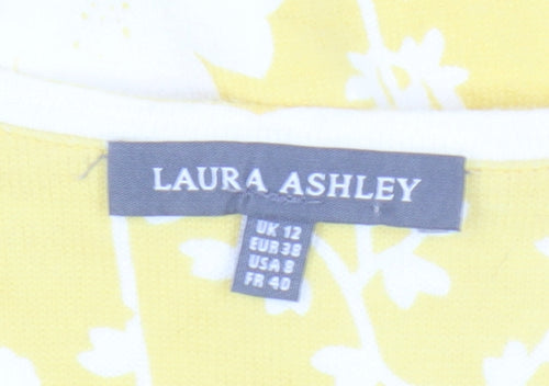 Laura Ashley Women's Yellow Floral Pullover Jumper Size 12