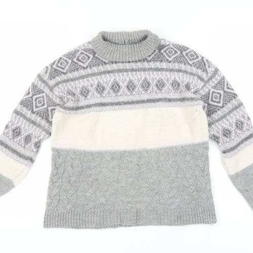 Marks and Spencer Women's Grey Argyle Pullover Jumper S
