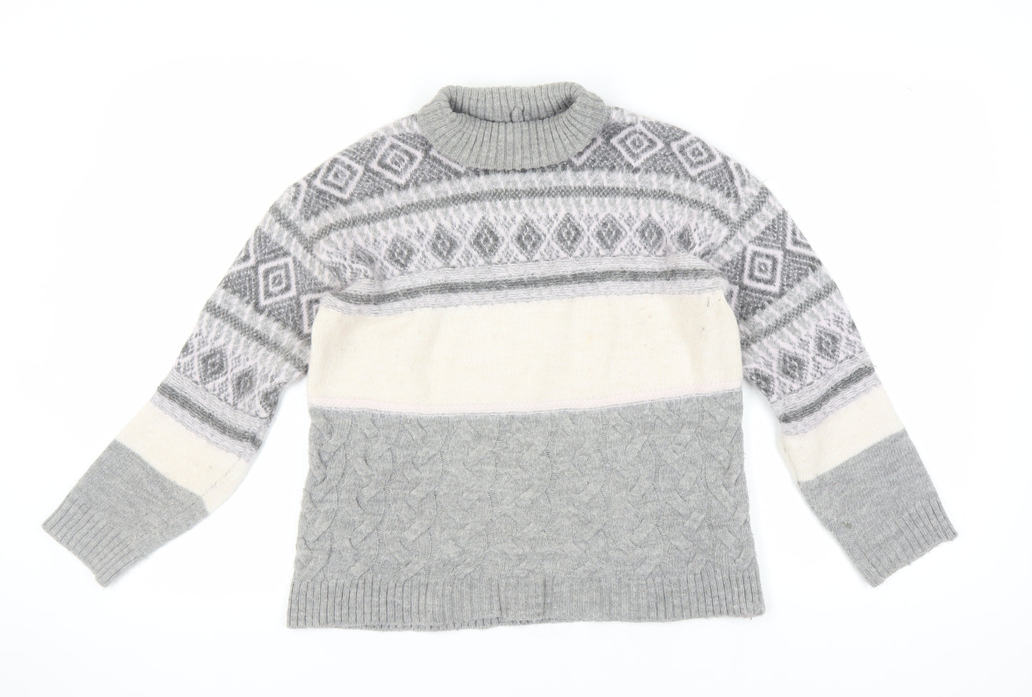 Marks and Spencer Women's Grey Argyle Pullover Jumper S