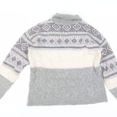 Marks and Spencer Women's Grey Argyle Pullover Jumper S