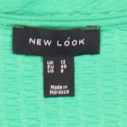 New Look Women's Green Wrap Blouse, Size 12, Puff Sleeves