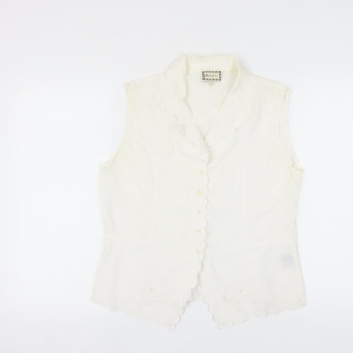 Monsoon Women's White Sleeveless Blouse Size 16