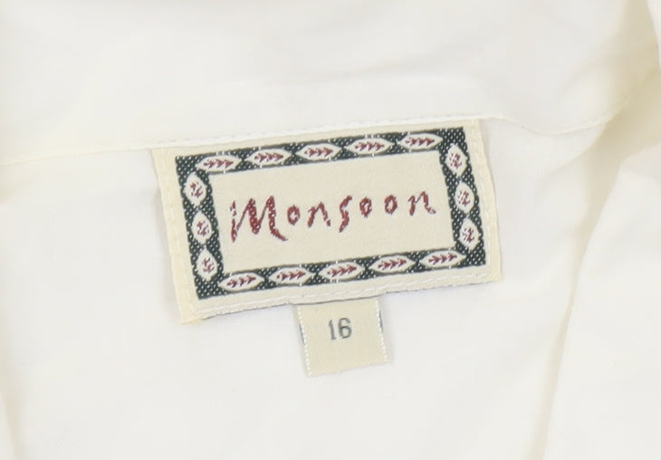 Monsoon Women's White Sleeveless Blouse Size 16