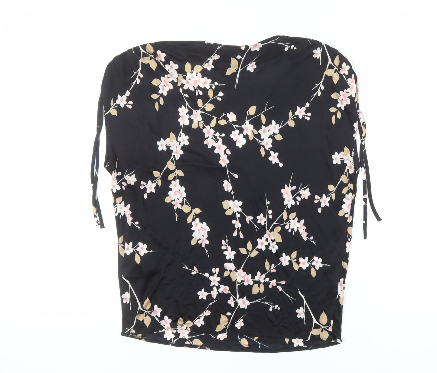 Karen Millen Women's Black Floral V-Neck Top - Size 12