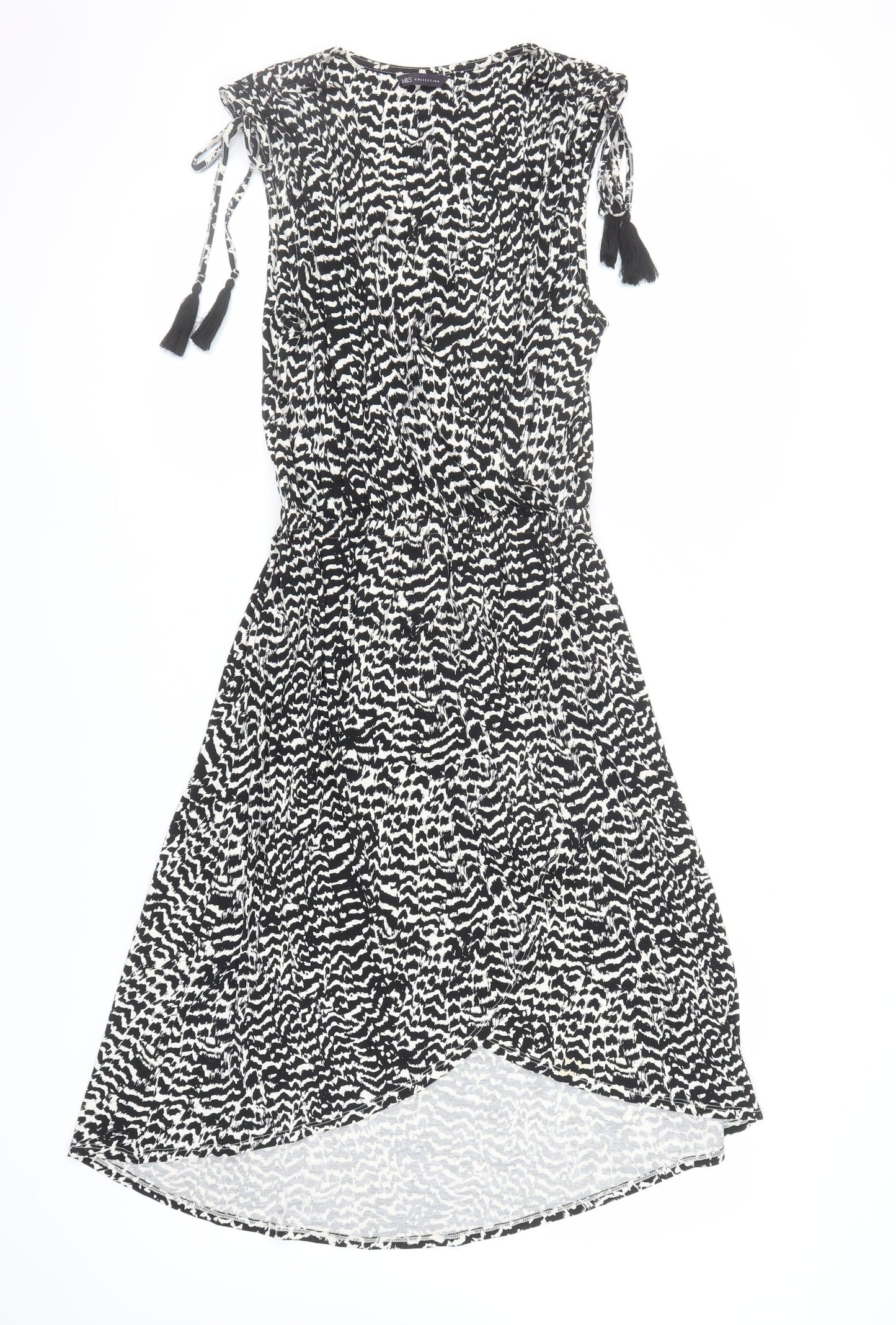 Marks and Spencer Women's Black Animal Print Dress - Size 12