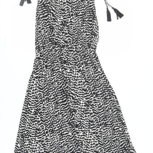 Marks and Spencer Women's Black Animal Print Dress - Size 12
