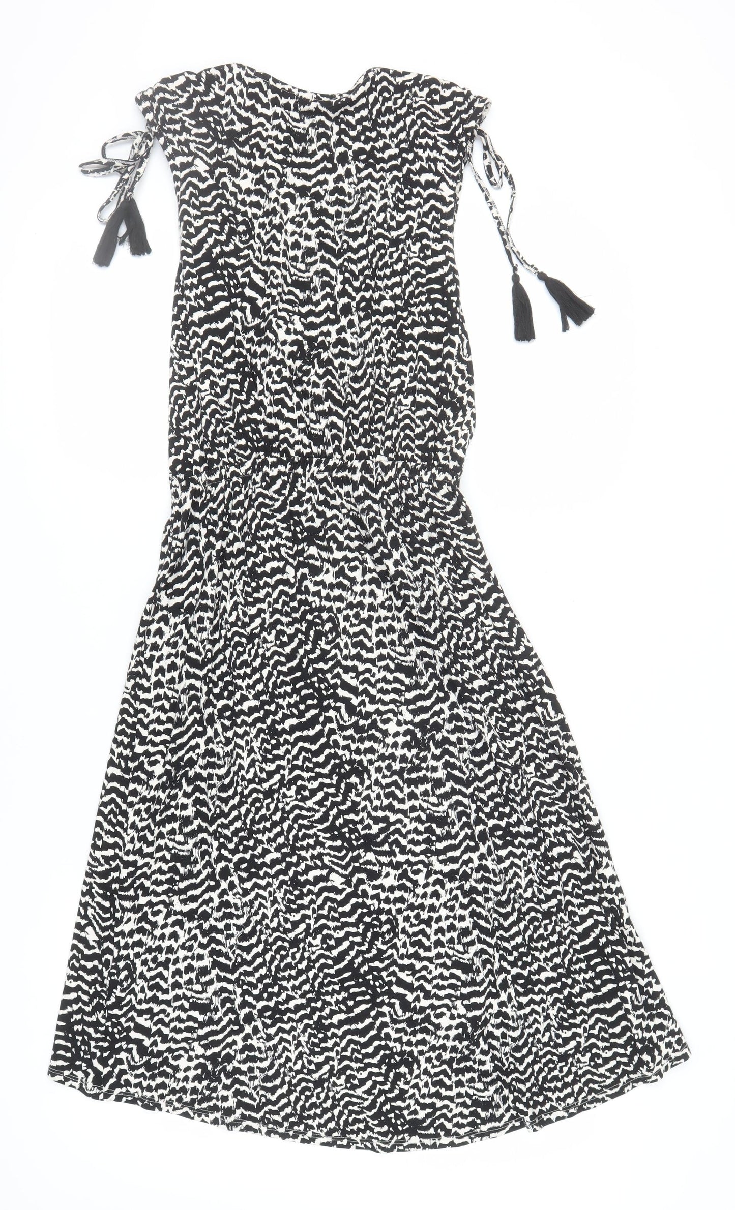 Marks and Spencer Women's Black Animal Print Dress - Size 12