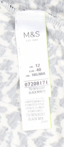Marks and Spencer Women's Black Animal Print Dress - Size 12