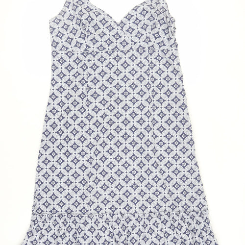 Next Women's Blue Geometric Strappy Dress Size 14