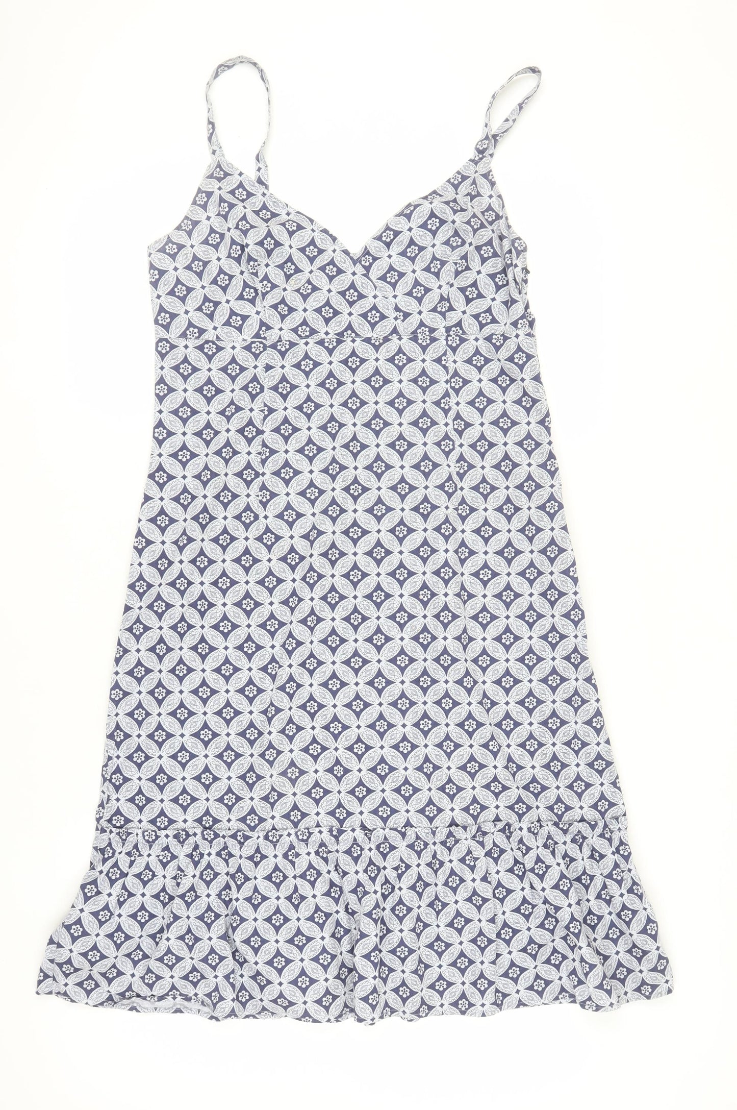 Next Women's Blue Geometric Strappy Dress Size 14