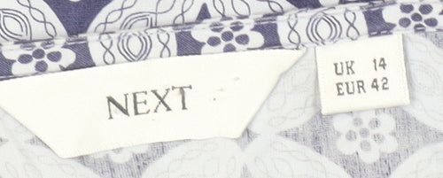 Next Women's Blue Geometric Strappy Dress Size 14