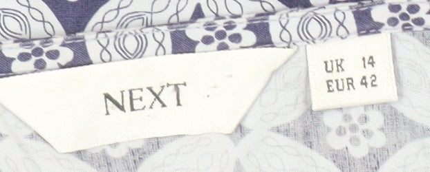 Next Women's Blue Geometric Strappy Dress Size 14