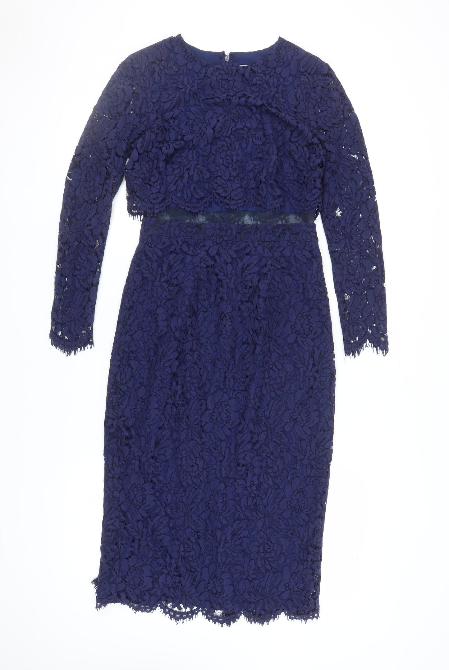 ASOS Blue Floral Lace Dress, Women, UK 10, Long Sleeve