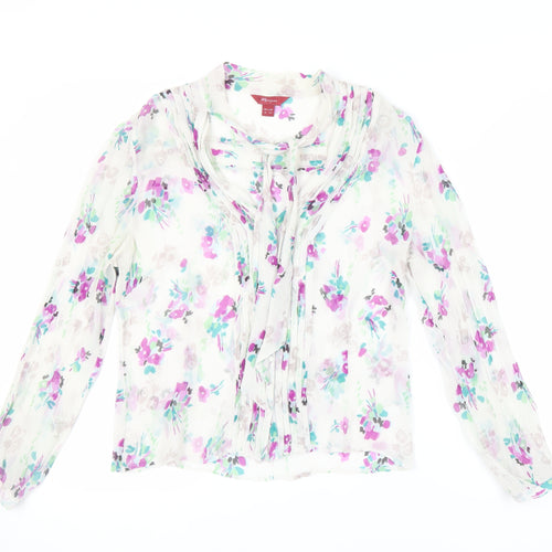 Monsoon Women's Floral Chiffon Blouse, Size 16, Multicoloured