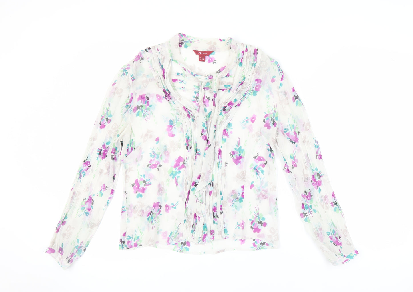 Monsoon Women's Floral Chiffon Blouse, Size 16, Multicoloured