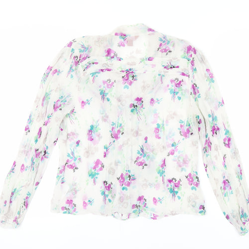 Monsoon Women's Floral Chiffon Blouse, Size 16, Multicoloured