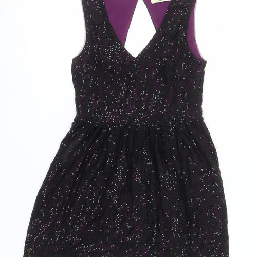 Oasis Women's Black Sequin Fit & Flare Dress M