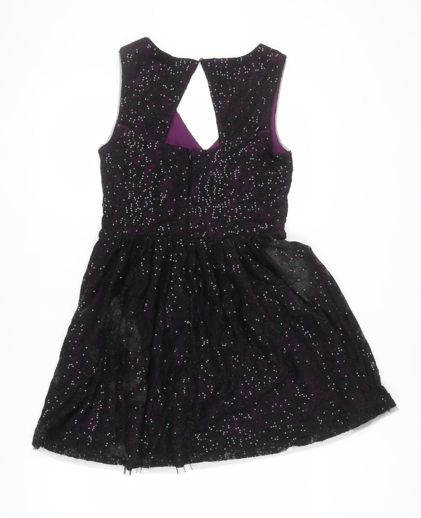 Oasis Women's Black Sequin Fit & Flare Dress M