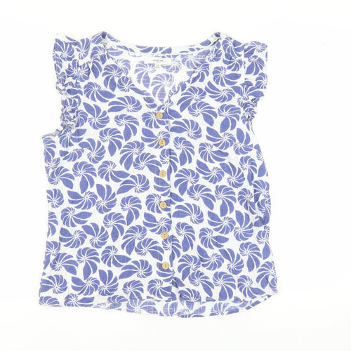 Next Women's Blue Floral V-Neck Sleeveless Blouse