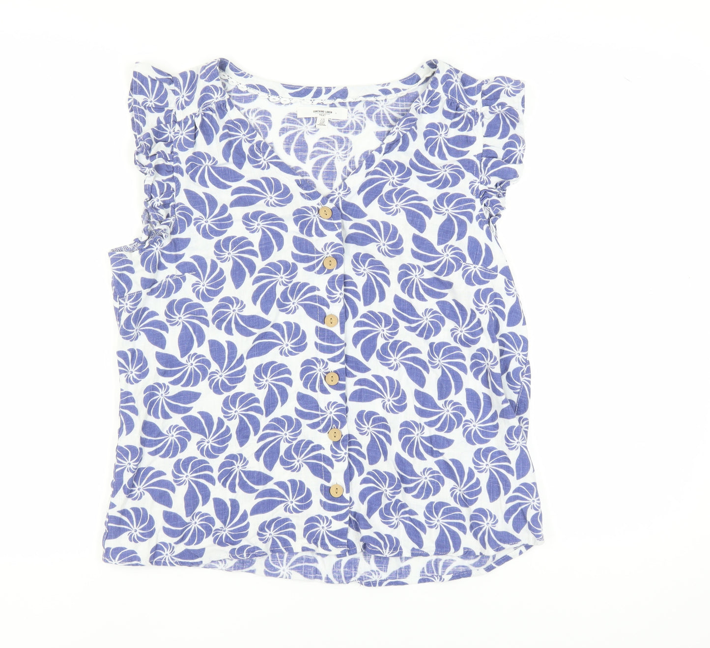 Next Women's Blue Floral V-Neck Sleeveless Blouse