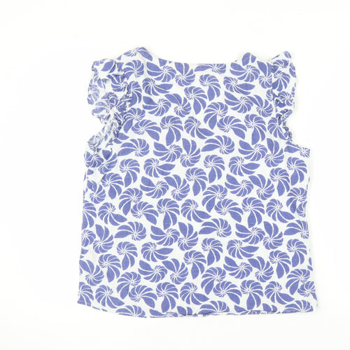 Next Women's Blue Floral V-Neck Sleeveless Blouse