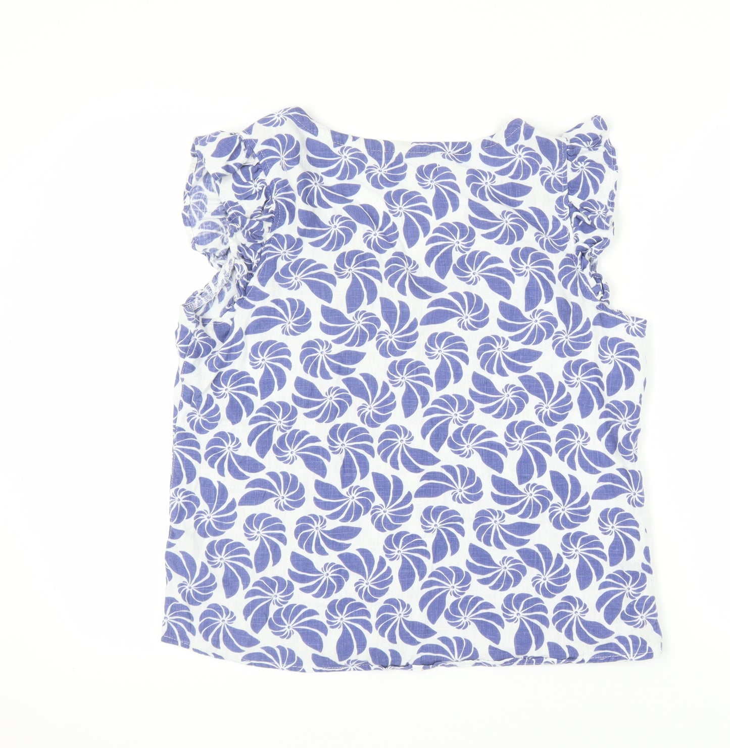 Next Women's Blue Floral V-Neck Sleeveless Blouse