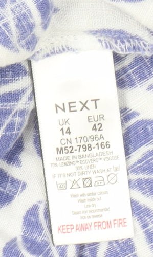 Next Women's Blue Floral V-Neck Sleeveless Blouse